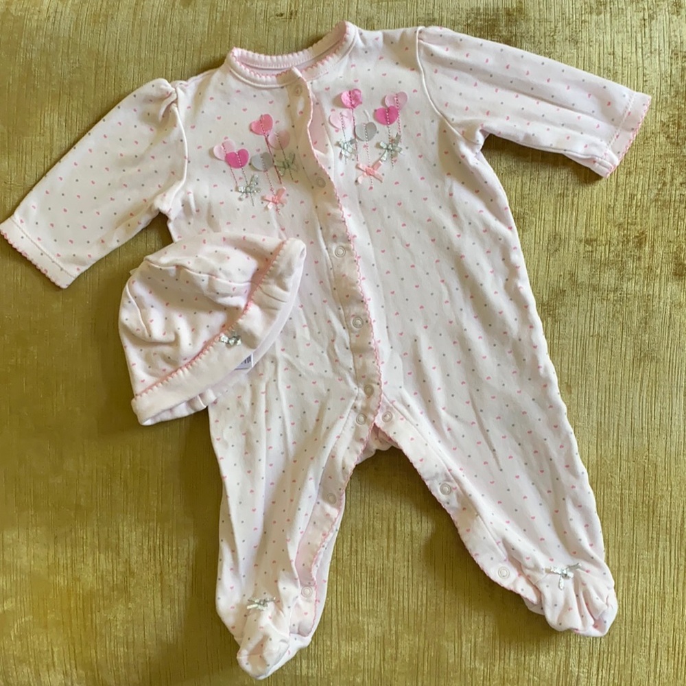 Little Me pink pajamas. Size 6 months.